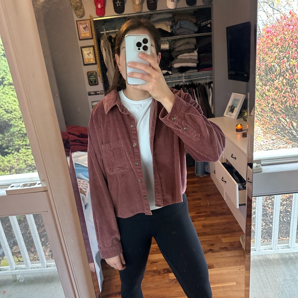 American Eagle Outfitters Maroon Corduroy Shirt